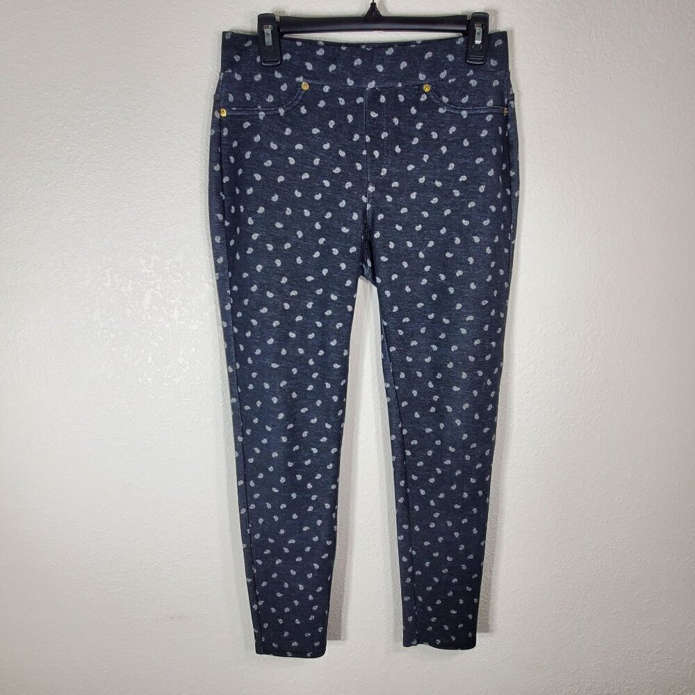 MICHAEL KORS Womens Designer Paisley Jeggings Blue White Size Medium Stretch M